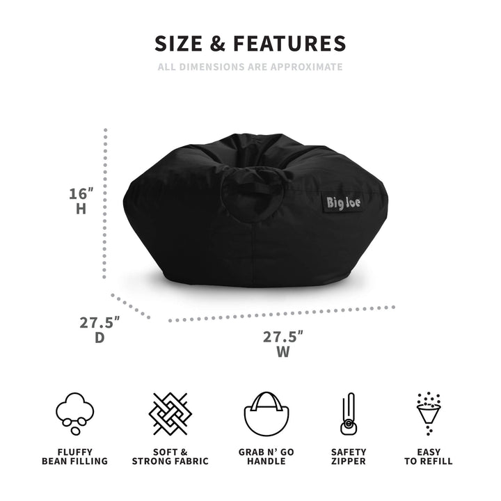 Dimensions kids beanbag in black #color_stretch-limo-black-smartmax