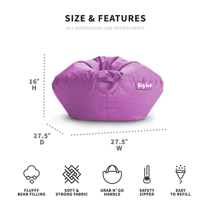 Dimensions for kids bean bag #color_radiant-orchid-smartmax