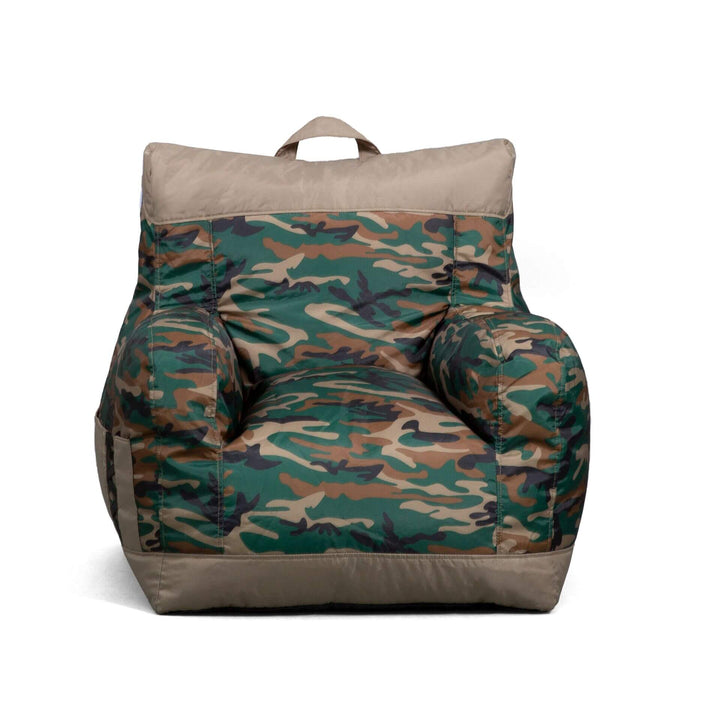 front bean bag chair view camo #color_green-woodland-camo-smartmax