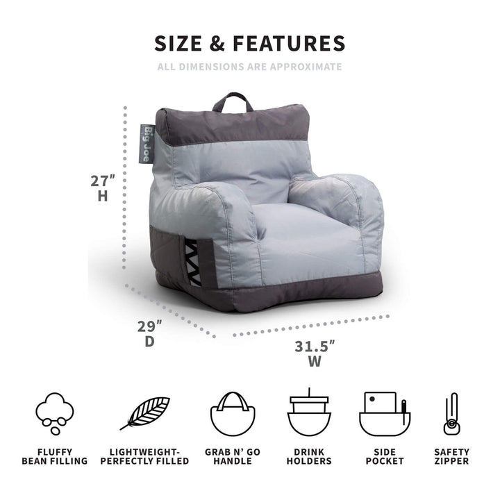 Dimensions for bean bag chair #color_two-tone-gray-smartmax