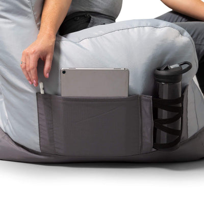 Bean bag chair pockets gray 