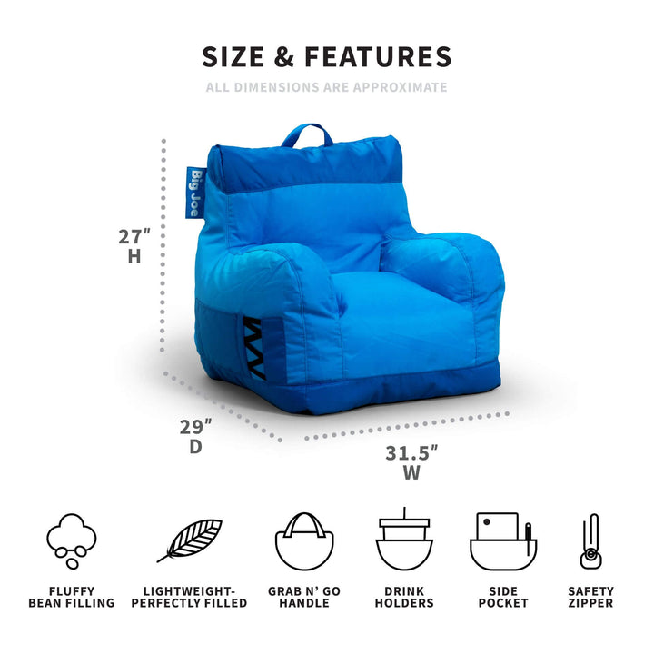 Dimensions blue bean bag chair #color_two-tone-blue-smartmax
