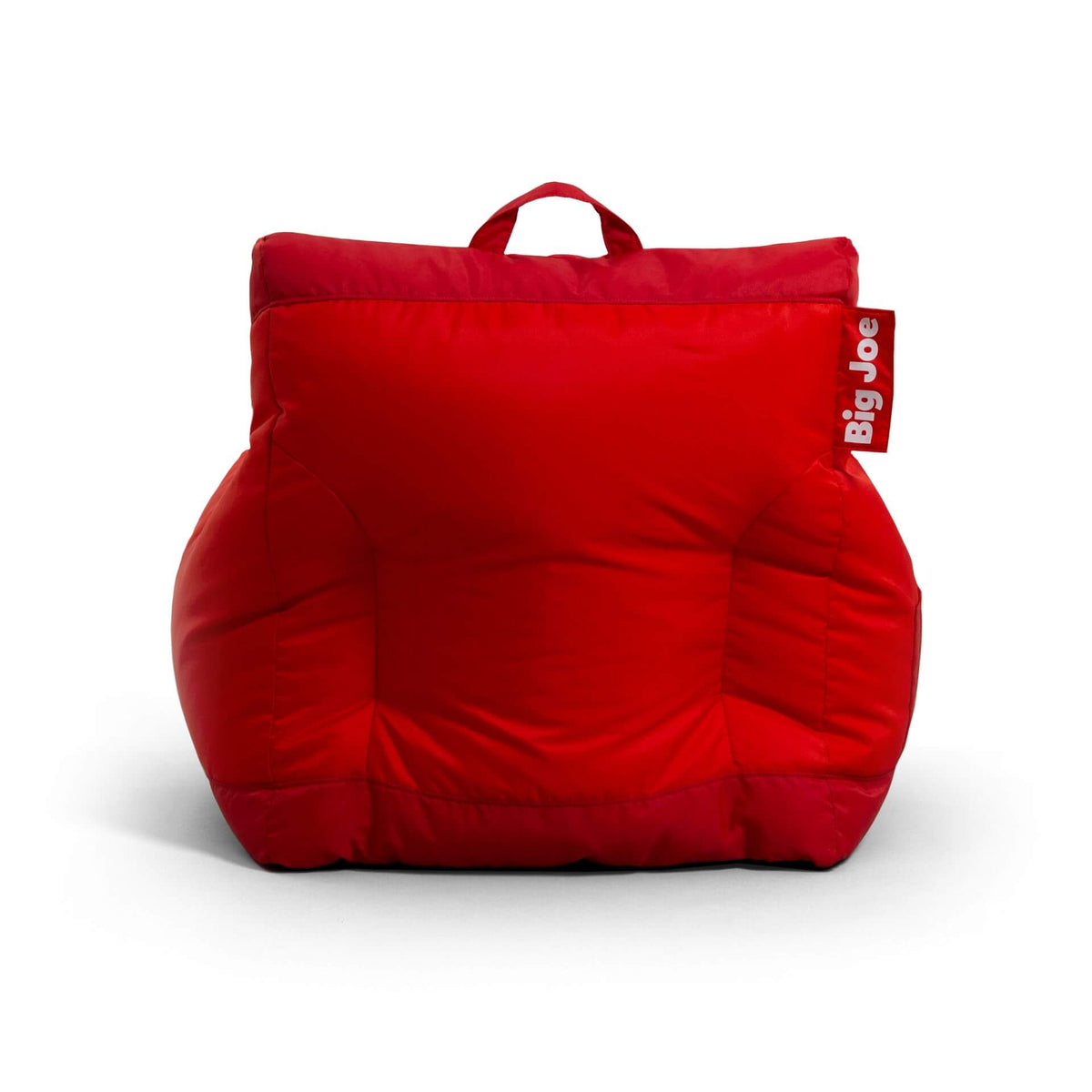 Back view red beanbag chair with arm rests 