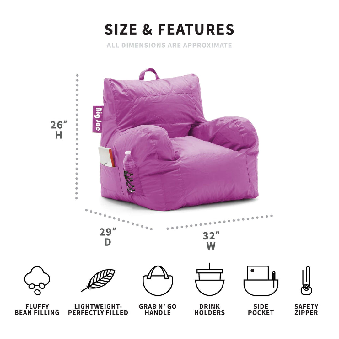 Dimensions beanbag chair in orchid #color_radiant-orchid-smartmax