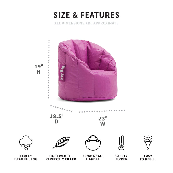 Kids milano beanbag chair for young kids and toddlers dimensions #color_pink-passion-smartmax