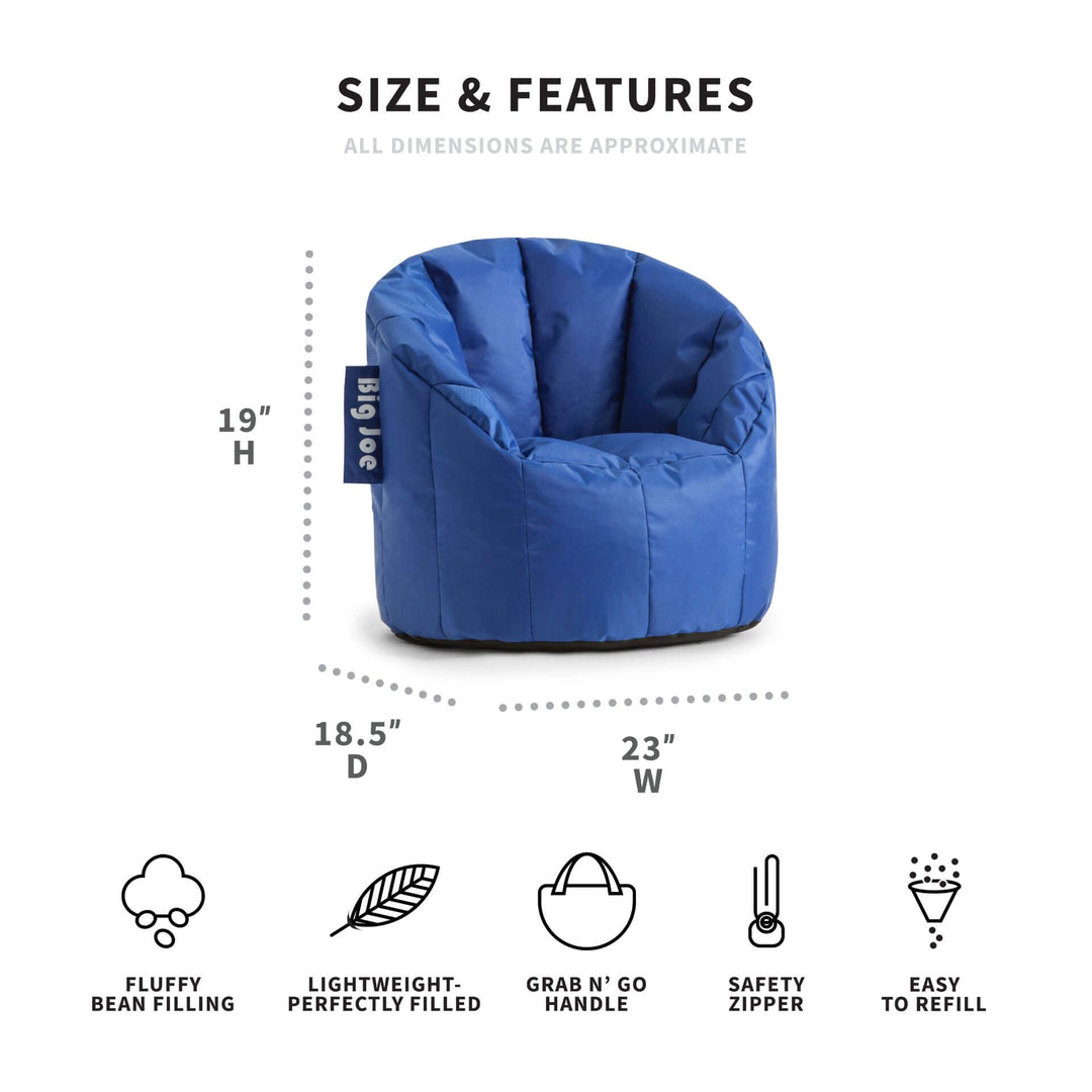 Milano Kids Beanbag Chair Dimensions #color_sapphire-smartmax