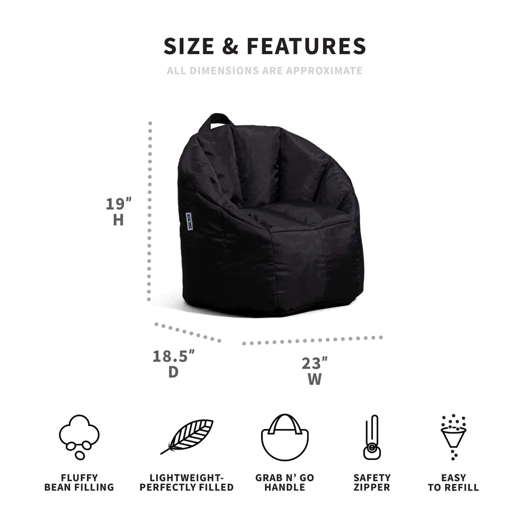 Milano Kids Beanbag Chair Dimensions #color_black-smartmax