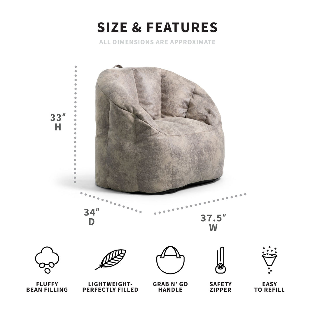 Dimensions for Milano Large Beanbag Chair #color_cement-blazer