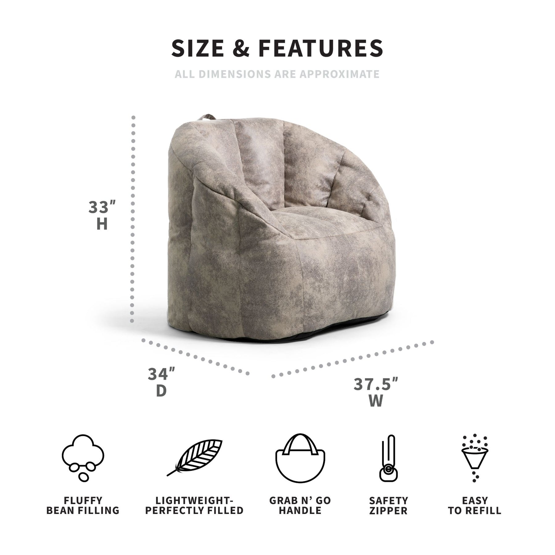 Large Milano Bean Bag Chair for Adults | Big Joe® Beanbags