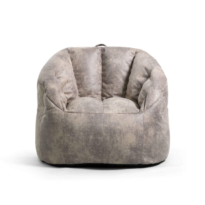 Large Beanbag Chair with backrest in gray suede  #color_cement-blazer