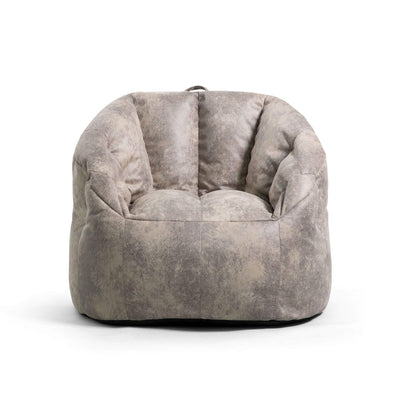 Large Beanbag Chair with backrest in gray suede  
