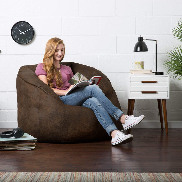 Brown Large Beanbag Chair with Back #color_espresso-blazer