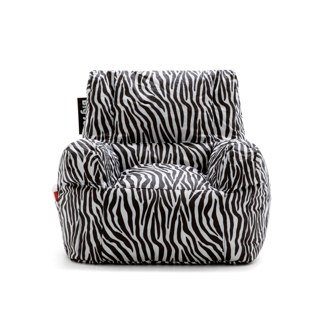Front duo bean bag chair with arm rest and pockets #color_zebra-smartmax