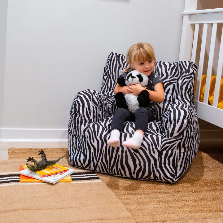 Duo kids beanbag chair in zebra stripe #color_zebra-smartmax