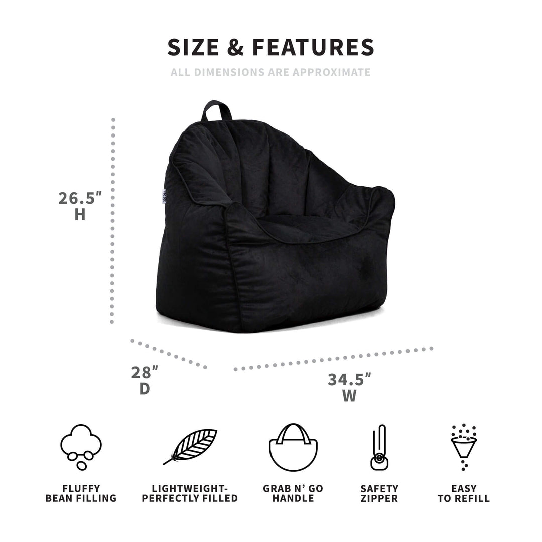 Dimensions Hug beanbag chair black #color_black-plush