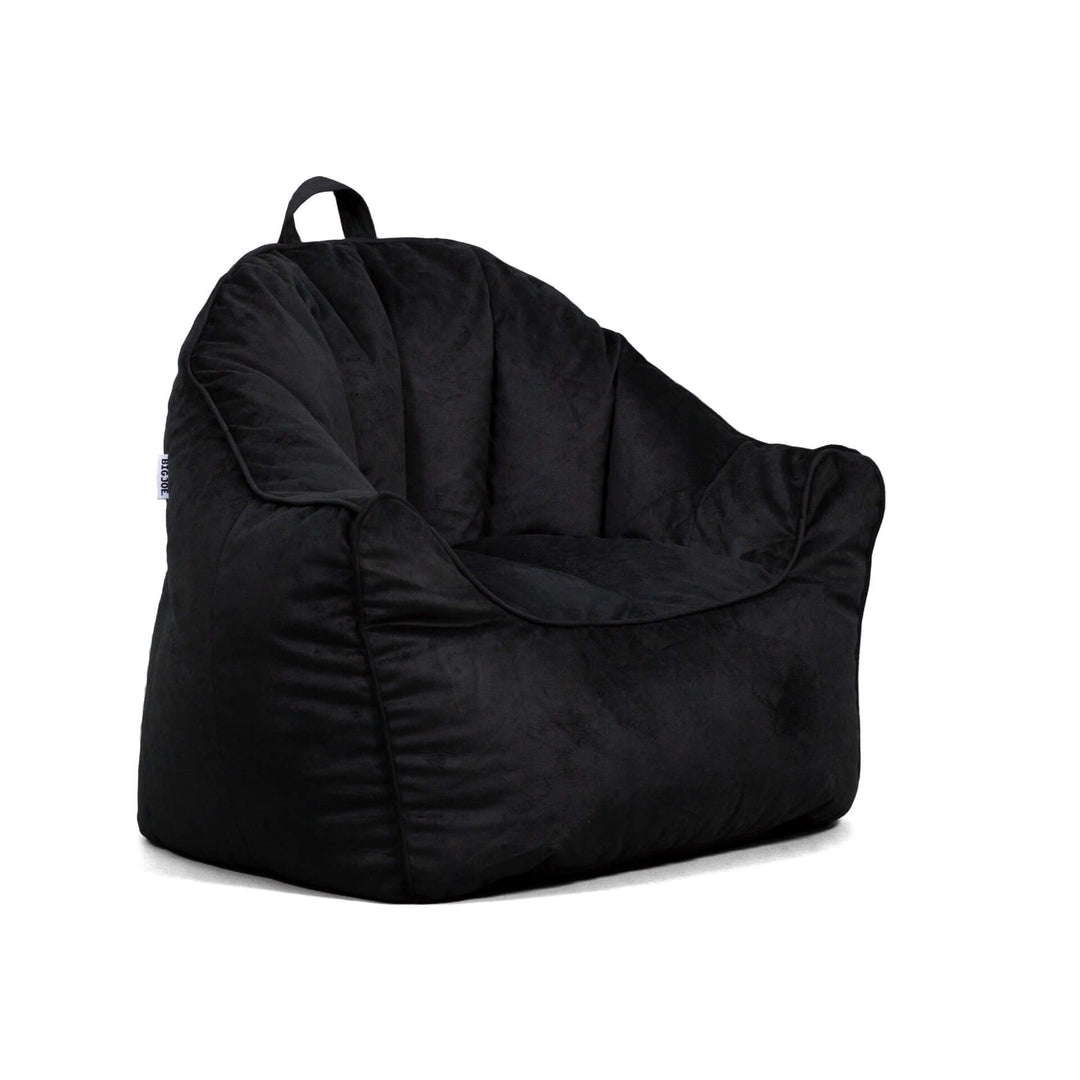 Side view bean bag chair black #color_black-plush