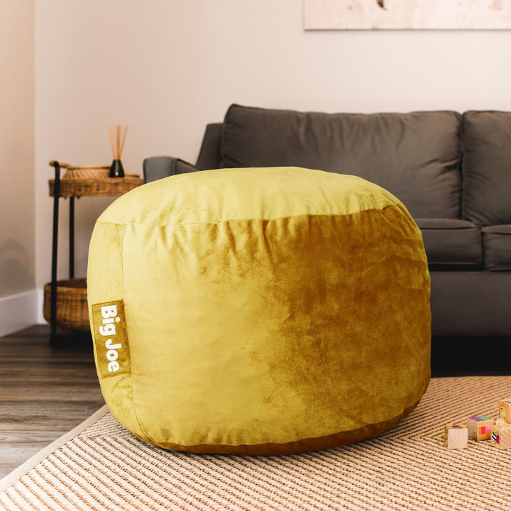 fuf foam filled beanbag size small #color_mustard-plush