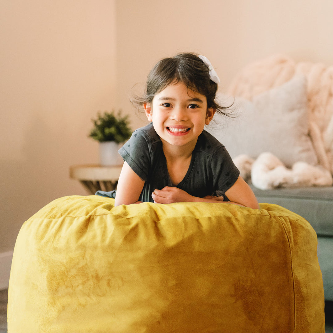 Fuf small kids beanbag foam filled yellow #color_mustard-plush