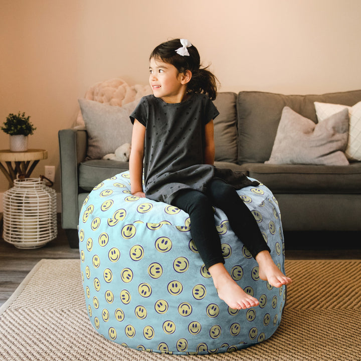 Fuf small kids smiley face foam beanbag chair #color_smiley-face-plush