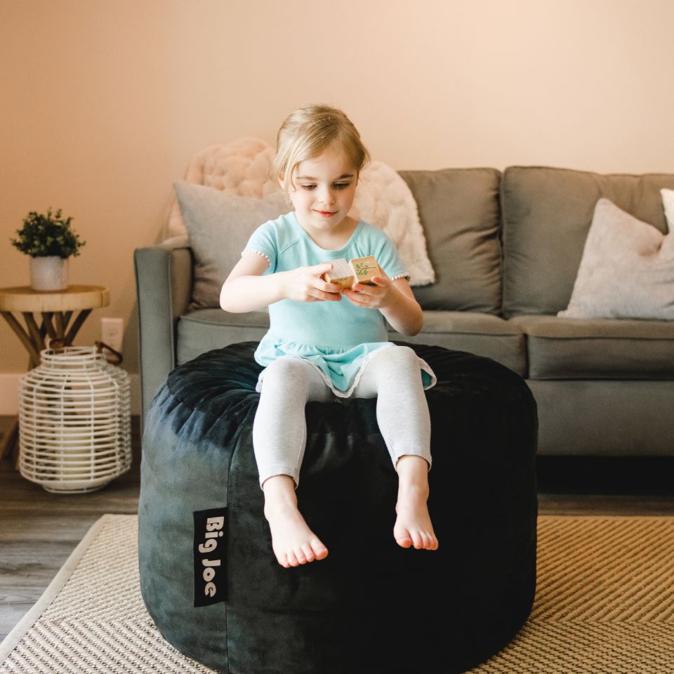 Girl on Fuf small black foam beanbag 