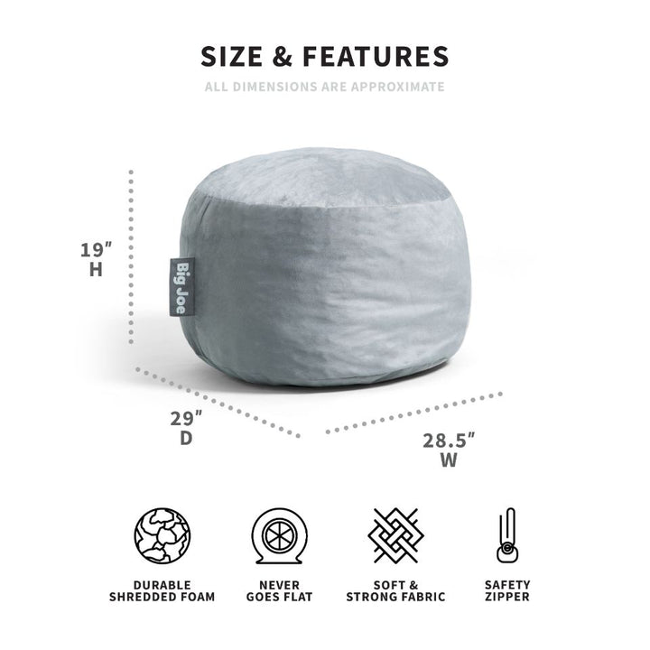 Dimensions Fuf size small foam beanbag #color_gray-plush