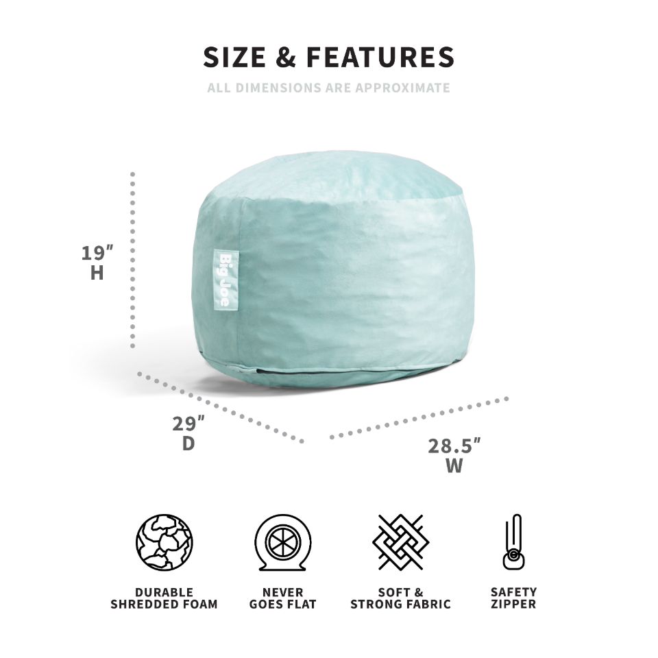 Dimensions Fuf small beanbag foam chair #color_turquoise-plush
