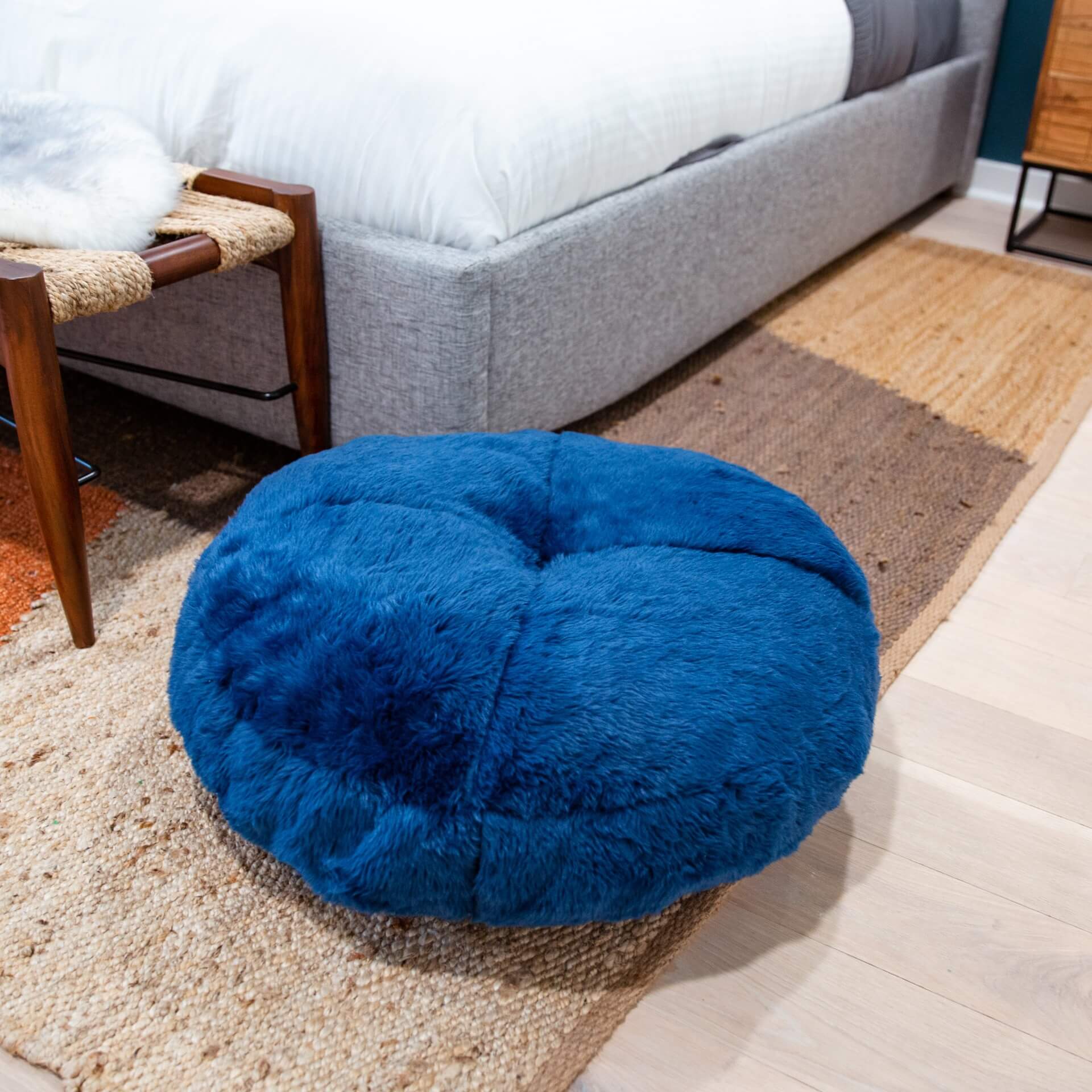 Blue store floor pillows