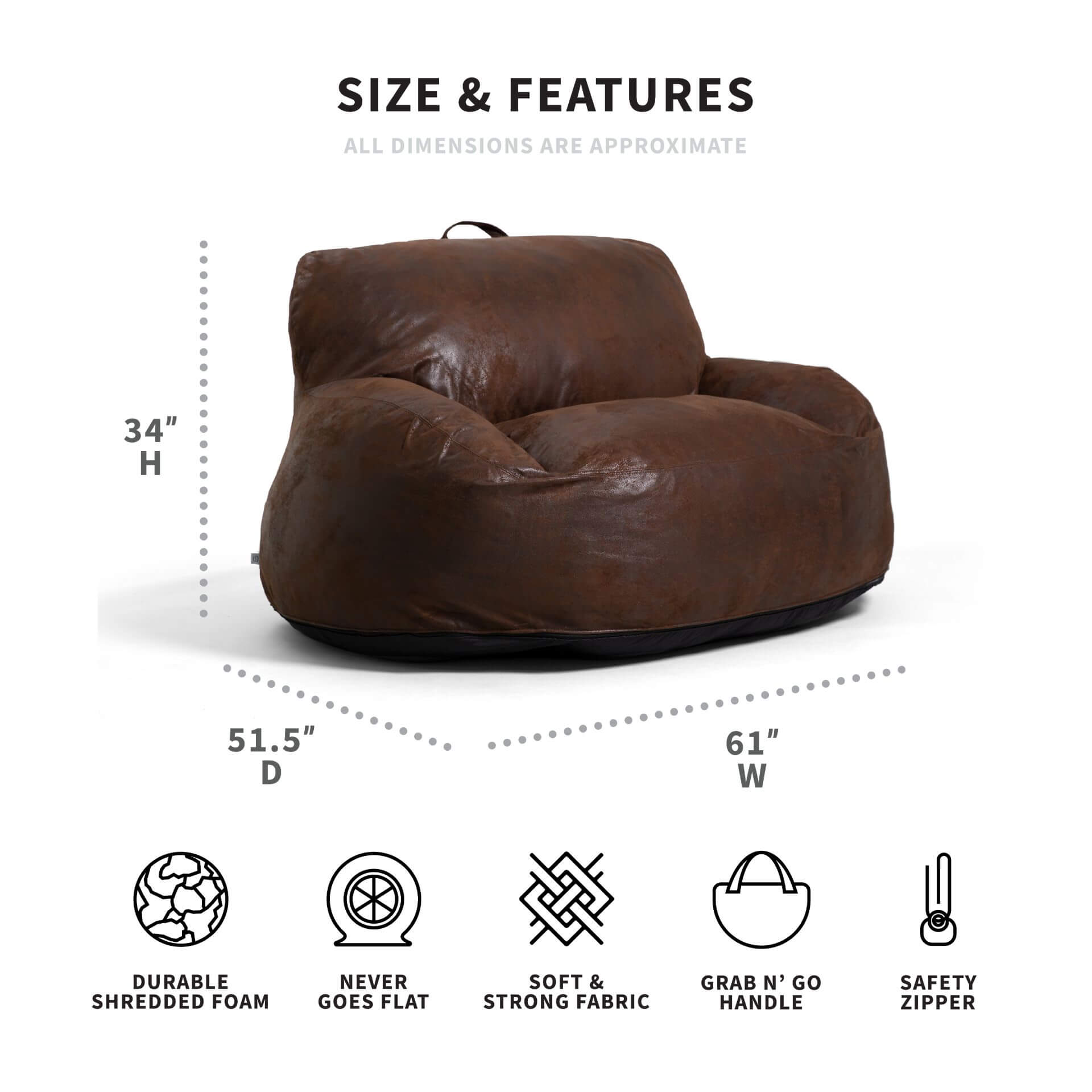 Flabby Faux Leather XXL Bean Bag with Beans - Brown | Home Centre |  Sahibzada Ajit Singh Ngr | Chandigarh