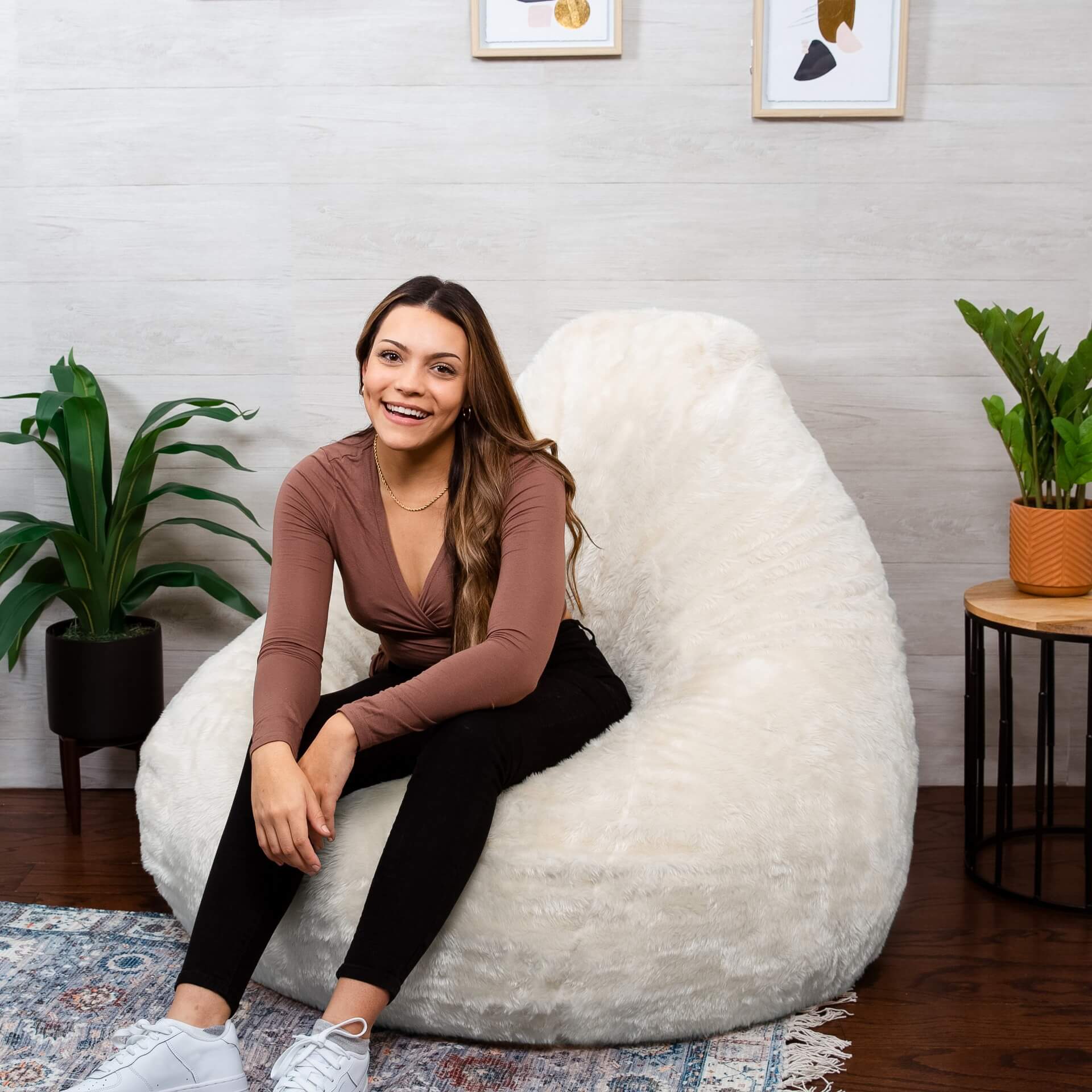 Oversized fluffy discount bean bag chair