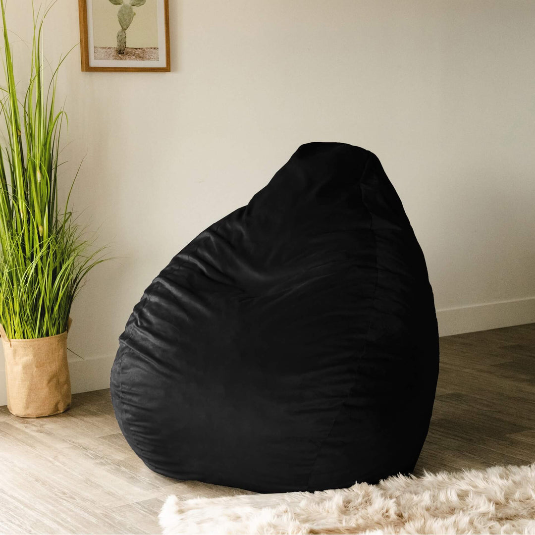 Teardrop lotus black plush chair #color_black-plush