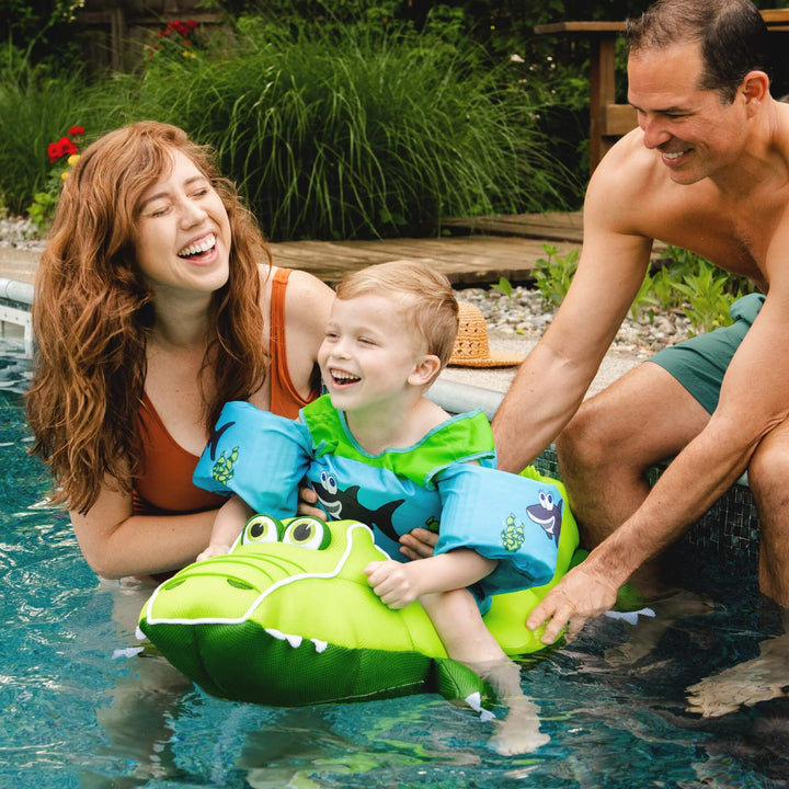 Pool Pets Alligator Kids Pool Float little boy and family in pool #style_alligator