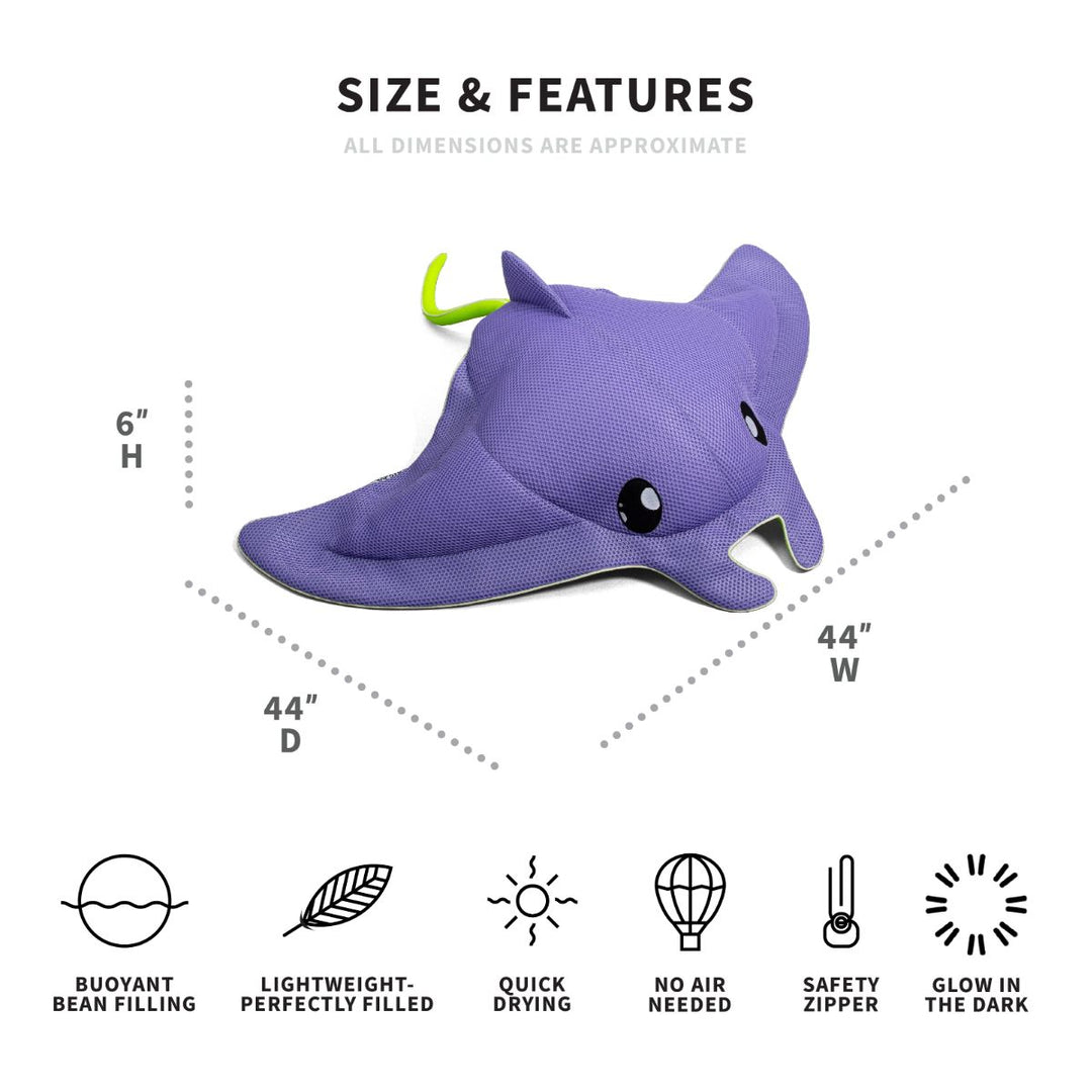 Kids Pool Toy Float Bean Filled Manta Ray dimensions #style_manta-ray