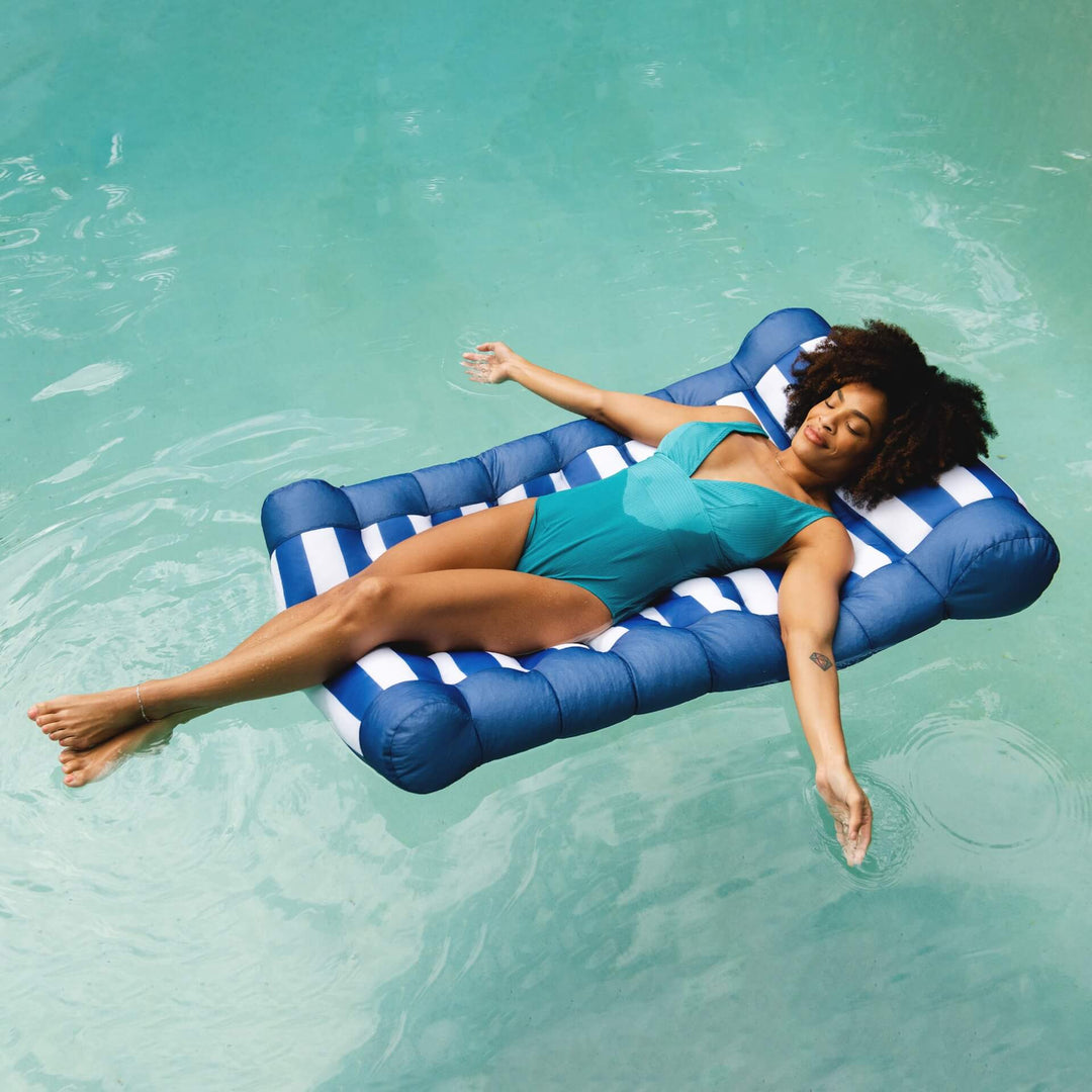 Pool relaxation at its finest #color_americana-nautical-stripe