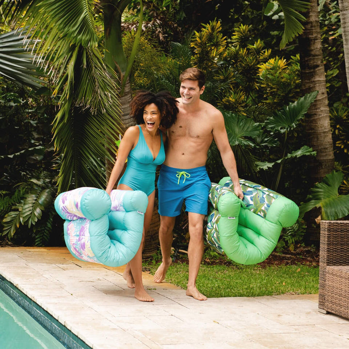 Grab and go pool lounger #color_aqua-tropical-hibiscus