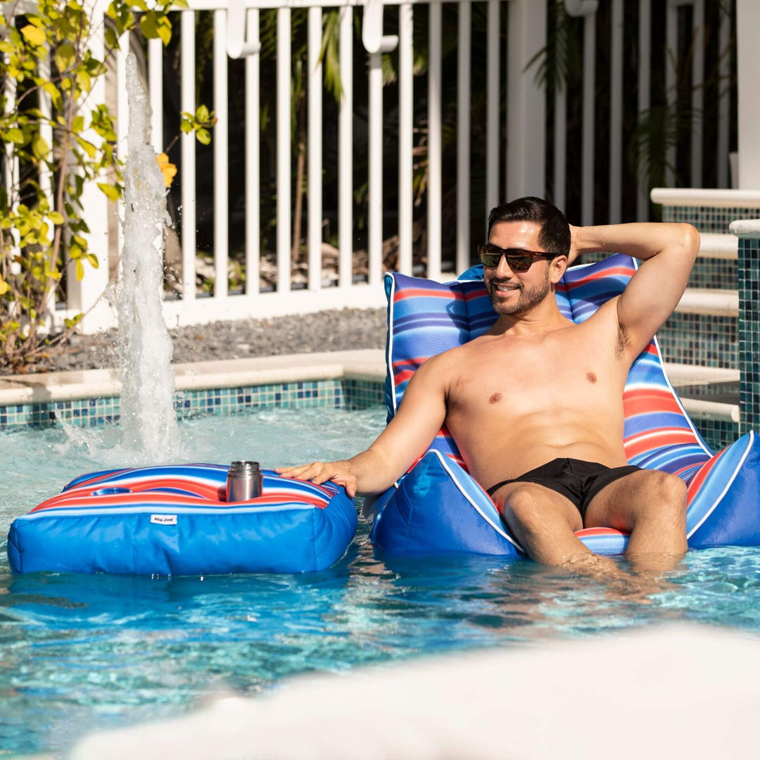 Captains Caddie pool drink float made for use with captains chair or other pool loungers#color_blurred-americana