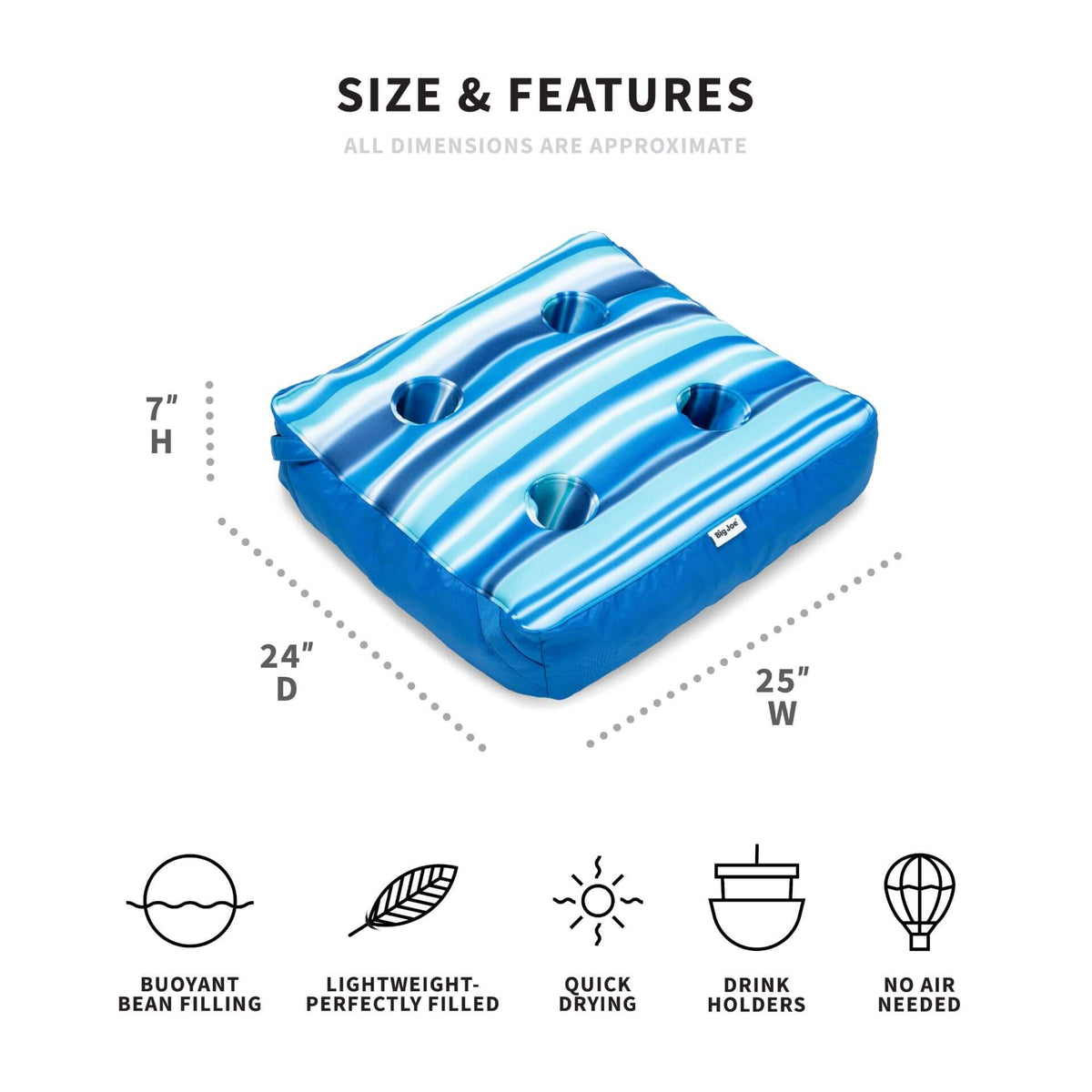 Drink caddie float dimensions 
