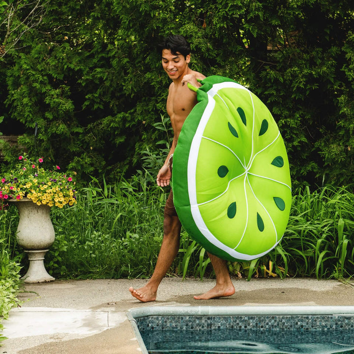 Fruit Slice Large lime pool float carrying handle #style_lime