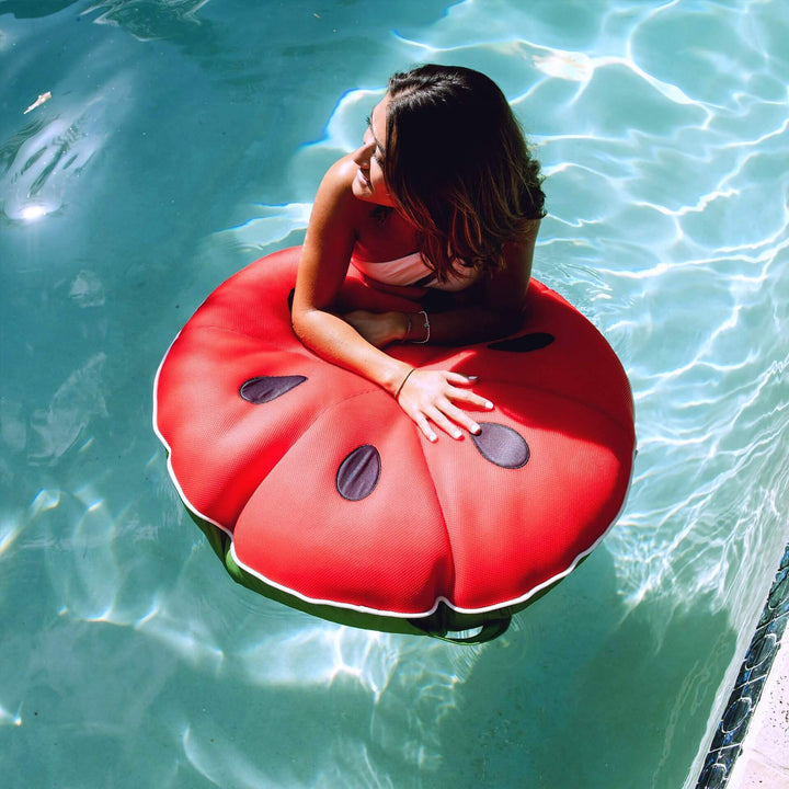 woman on watermelon pool bean float #color_watermelon
