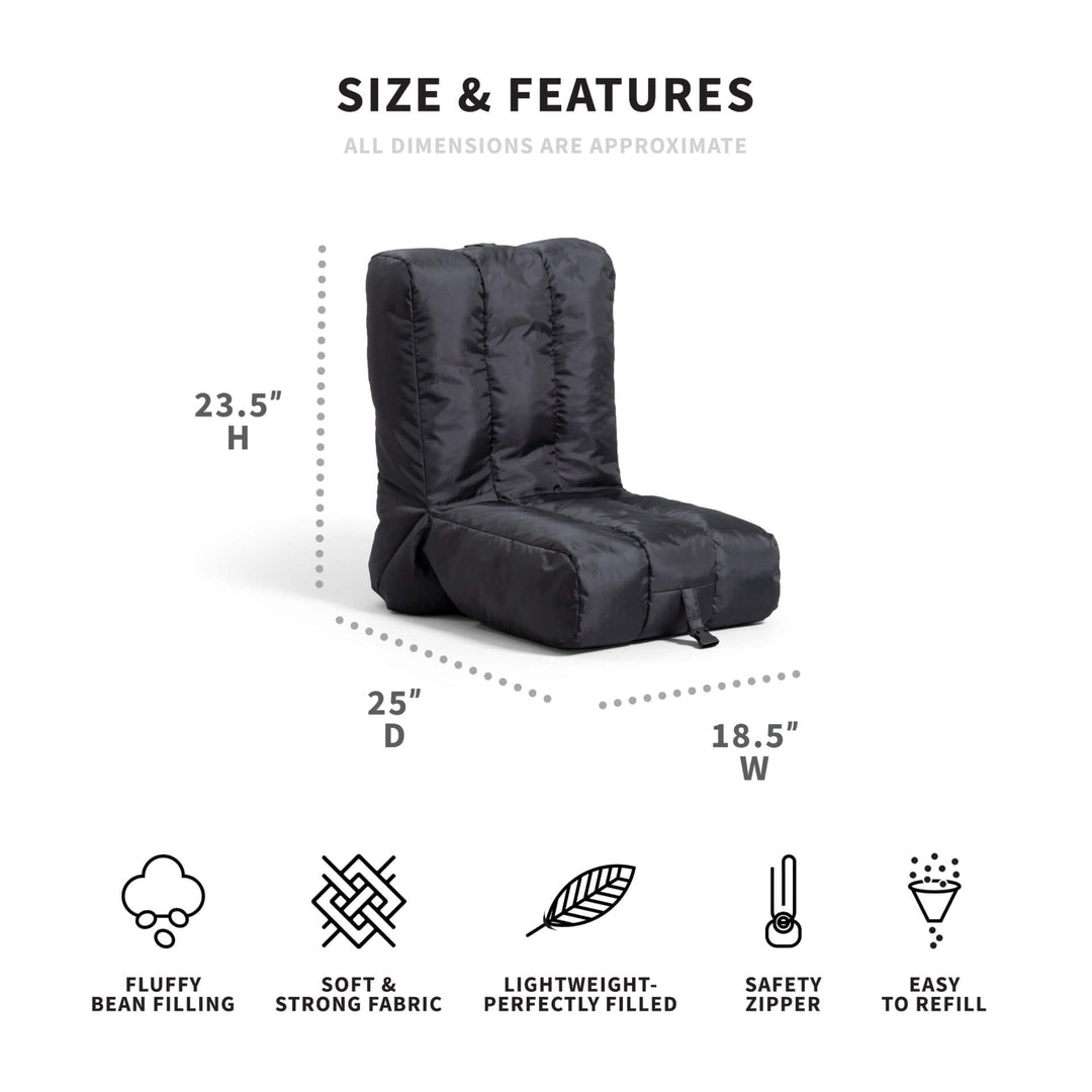 Grab and go beanbag chair dimensions #color_black-smartmax