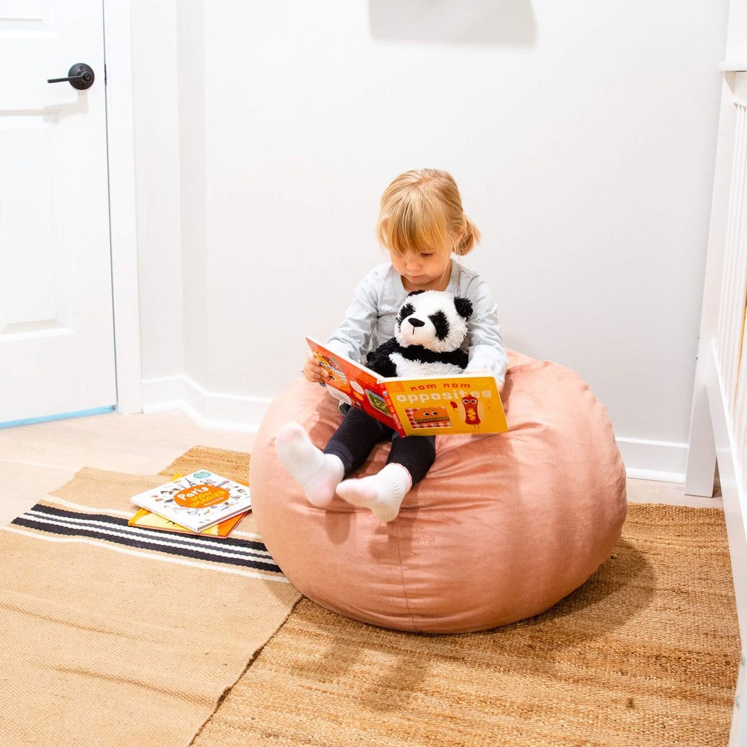 Big Joe Dot Bean Bag Chair Kids with Filling Peat Navy, Playrooms, Durable  NEW
